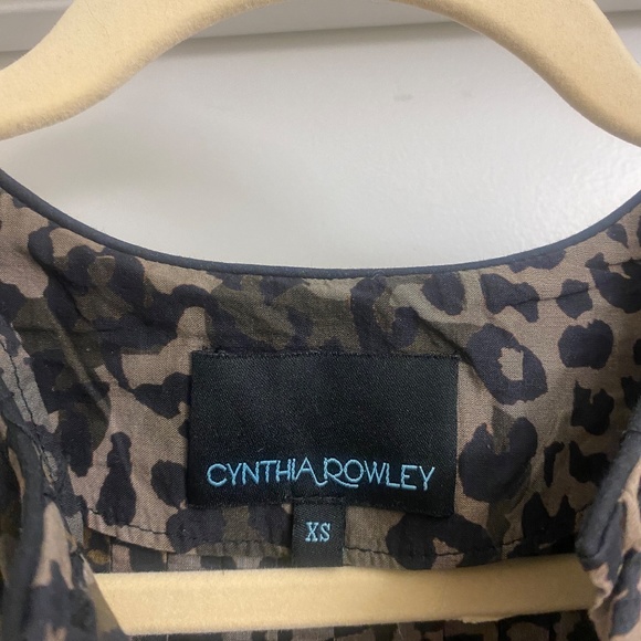 Cynthia Rowley Maxi Midi Dress Womens Small Brown Black Leopard Print Ruffle - Picture 5 of 7